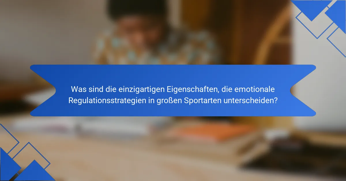 Was sind die einzigartigen Eigenschaften, die emotionale Regulationsstrategien in großen Sportarten unterscheiden?
