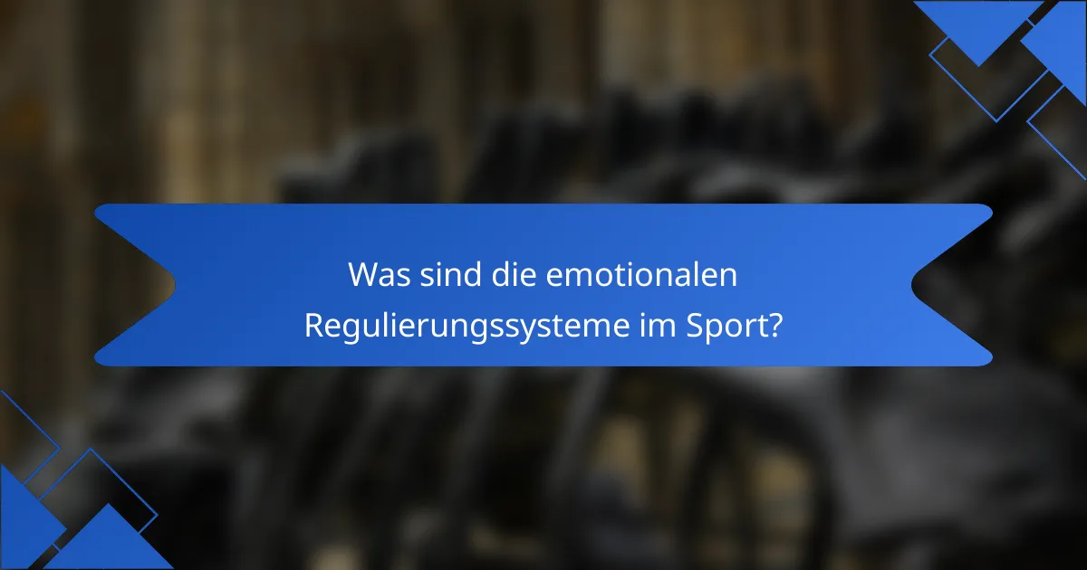 Was sind die emotionalen Regulierungssysteme im Sport?