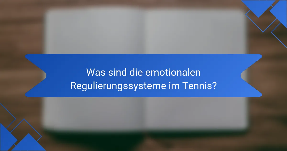 Was sind die emotionalen Regulierungssysteme im Tennis?