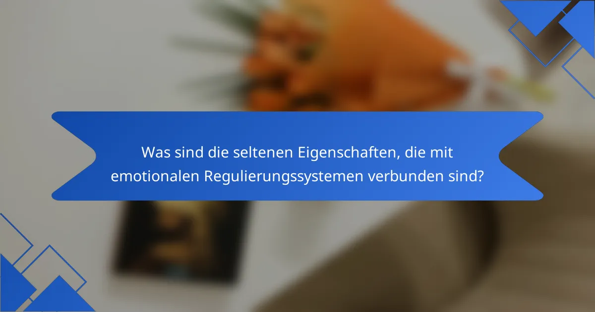 Was sind die seltenen Eigenschaften, die mit emotionalen Regulierungssystemen verbunden sind?