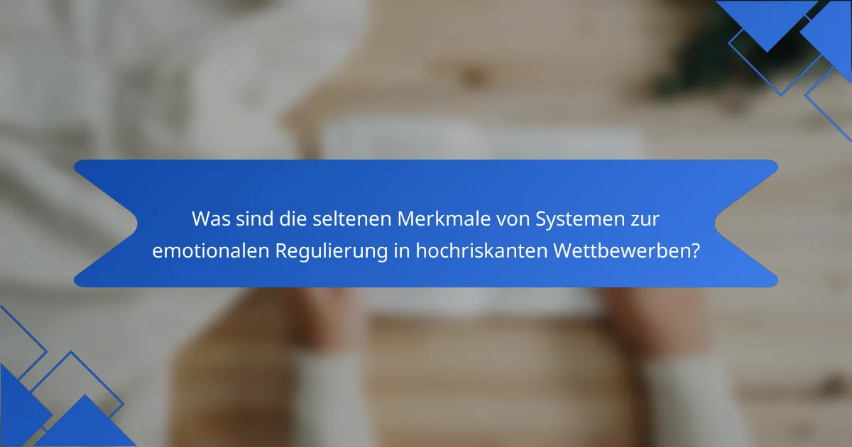 Was sind die seltenen Merkmale von Systemen zur emotionalen Regulierung in hochriskanten Wettbewerben?