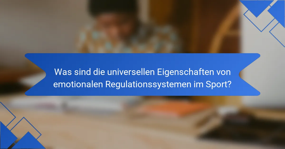 Was sind die universellen Eigenschaften von emotionalen Regulationssystemen im Sport?