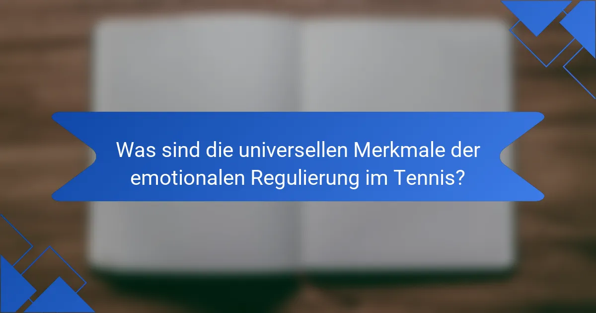 Was sind die universellen Merkmale der emotionalen Regulierung im Tennis?