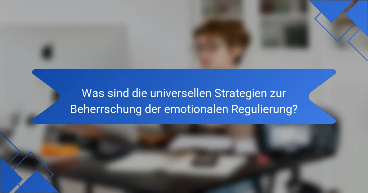 Was sind die universellen Strategien zur Beherrschung der emotionalen Regulierung?