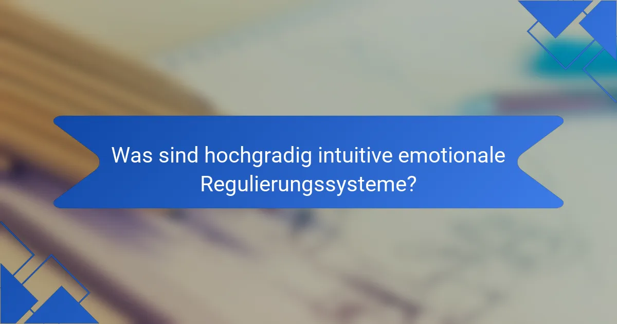 Was sind hochgradig intuitive emotionale Regulierungssysteme?