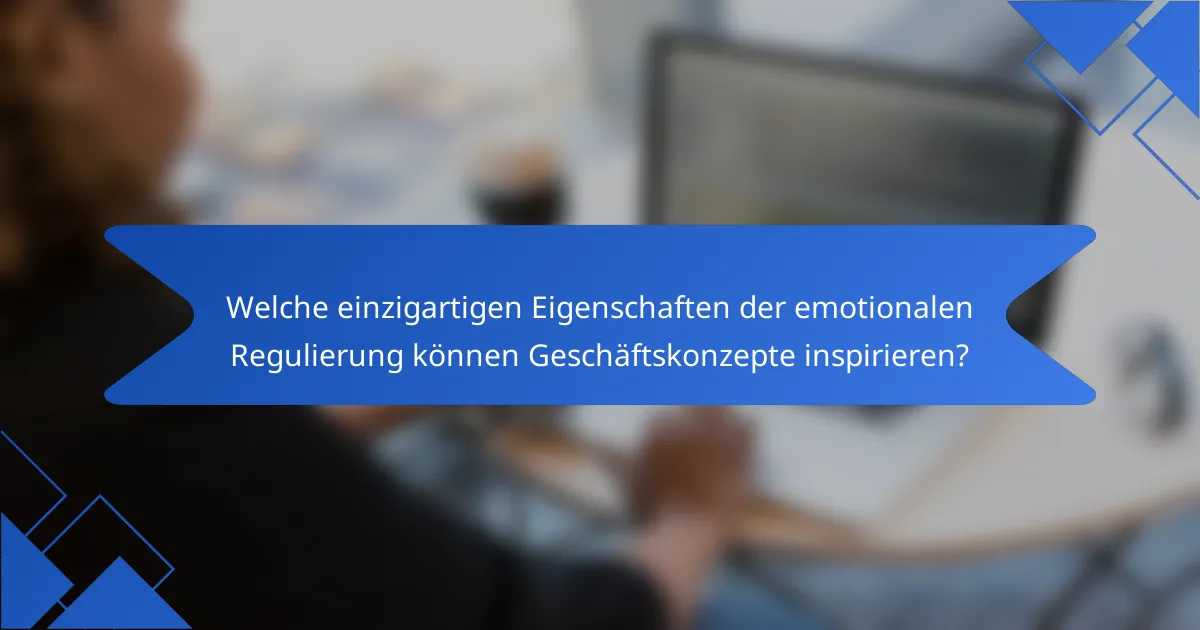 Welche einzigartigen Eigenschaften der emotionalen Regulierung können Geschäftskonzepte inspirieren?
