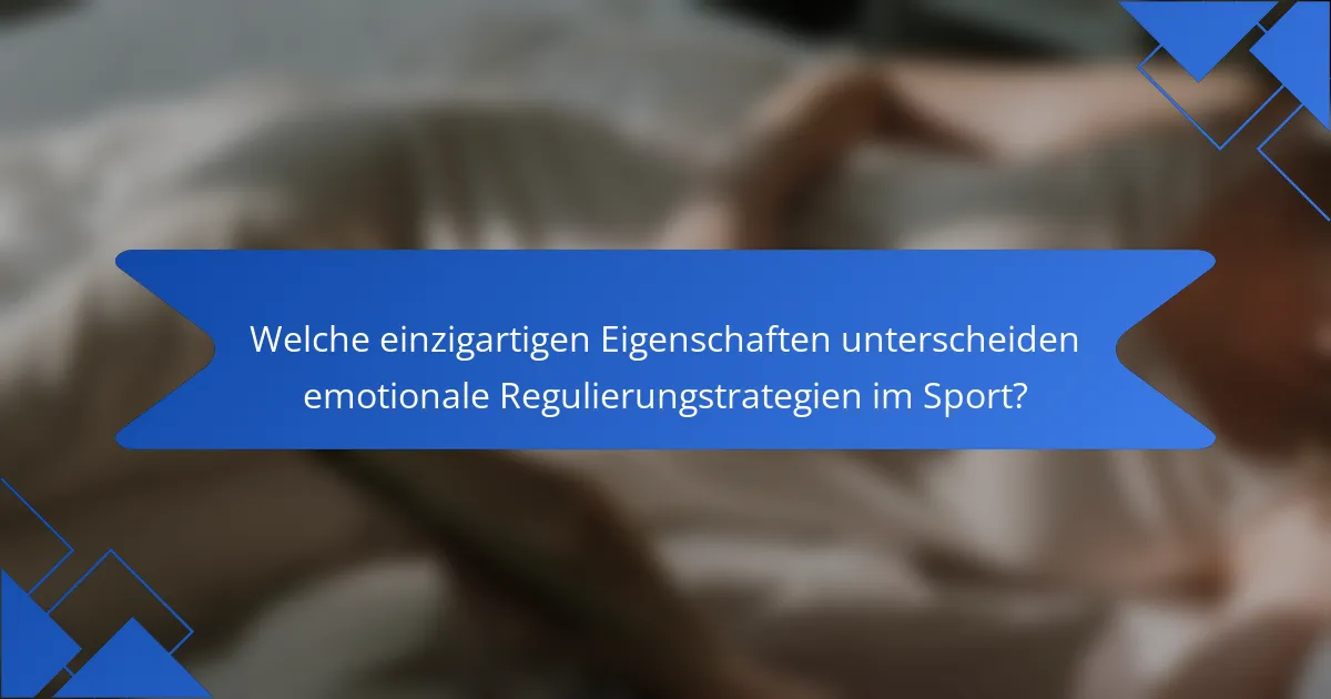 Welche einzigartigen Eigenschaften unterscheiden emotionale Regulierungstrategien im Sport?
