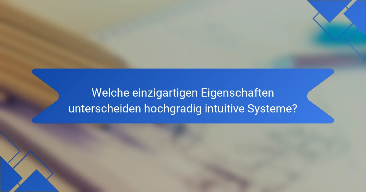 Welche einzigartigen Eigenschaften unterscheiden hochgradig intuitive Systeme?