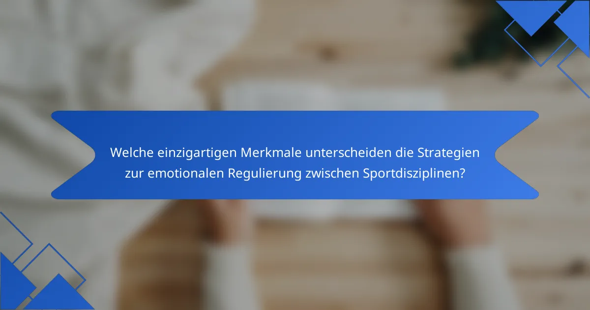 Welche einzigartigen Merkmale unterscheiden die Strategien zur emotionalen Regulierung zwischen Sportdisziplinen?