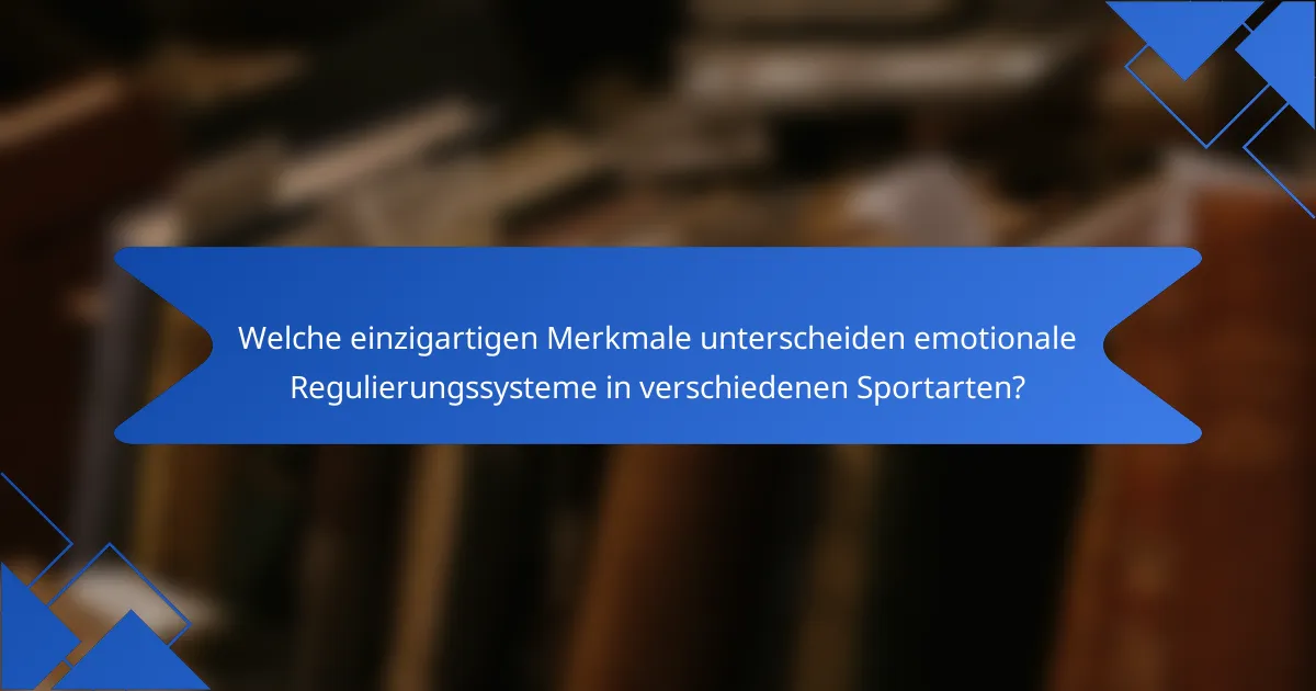 Welche einzigartigen Merkmale unterscheiden emotionale Regulierungssysteme in verschiedenen Sportarten?