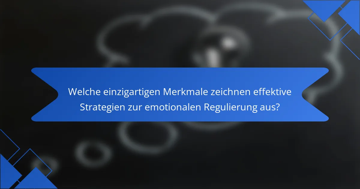 Welche einzigartigen Merkmale zeichnen effektive Strategien zur emotionalen Regulierung aus?