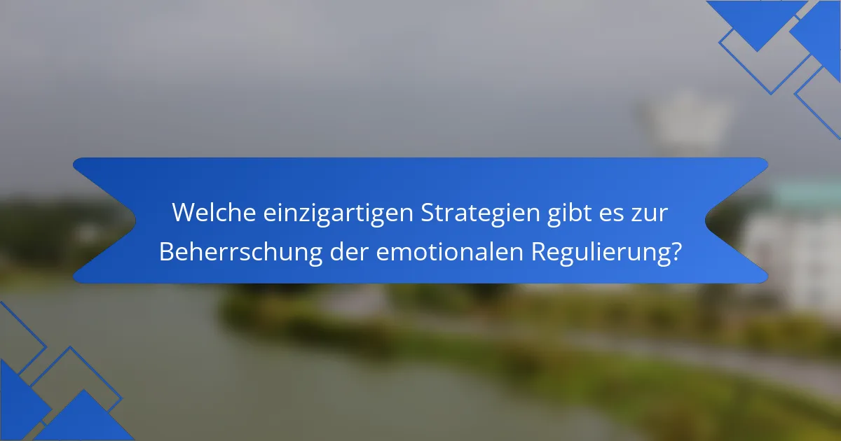 Welche einzigartigen Strategien gibt es zur Beherrschung der emotionalen Regulierung?