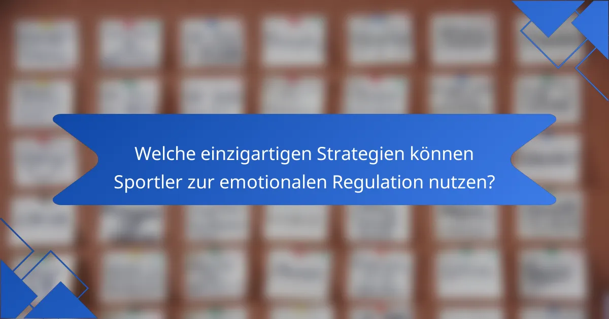 Welche einzigartigen Strategien können Sportler zur emotionalen Regulation nutzen?