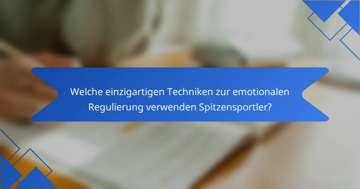 Welche einzigartigen Techniken zur emotionalen Regulierung verwenden Spitzensportler?