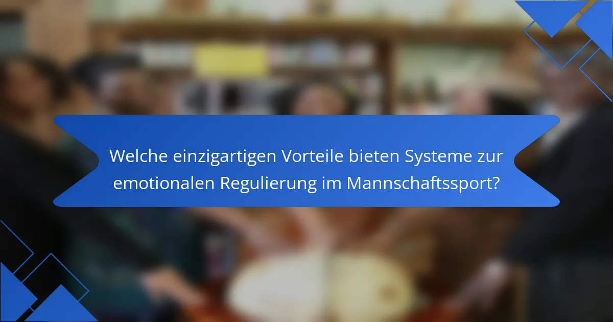 Welche einzigartigen Vorteile bieten Systeme zur emotionalen Regulierung im Mannschaftssport?