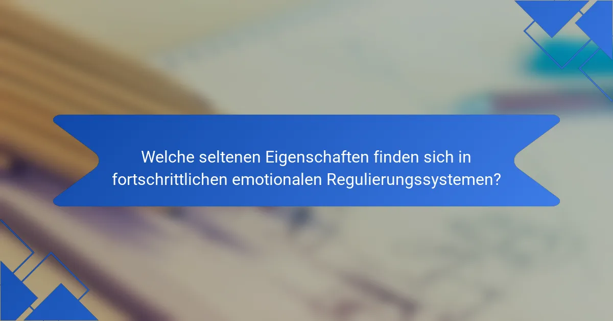 Welche seltenen Eigenschaften finden sich in fortschrittlichen emotionalen Regulierungssystemen?