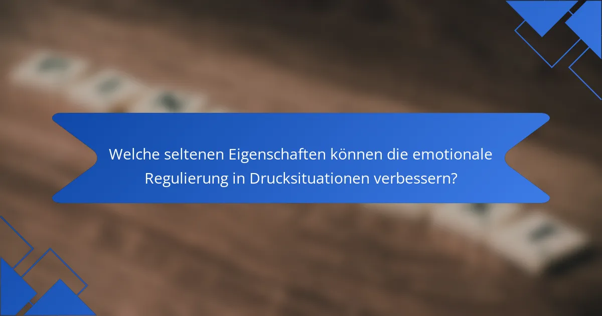 Welche seltenen Eigenschaften können die emotionale Regulierung in Drucksituationen verbessern?