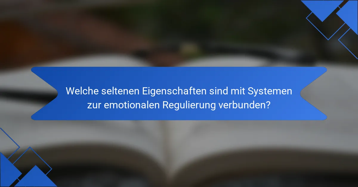 Welche seltenen Eigenschaften sind mit Systemen zur emotionalen Regulierung verbunden?