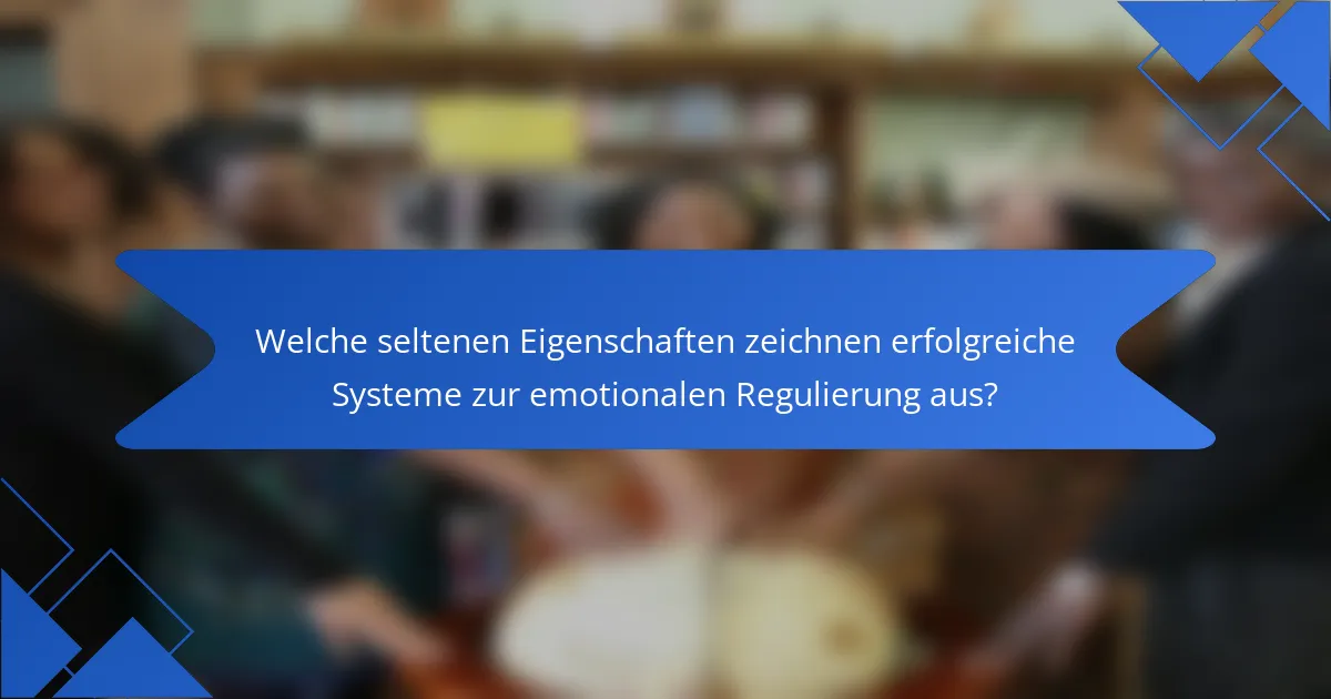 Welche seltenen Eigenschaften zeichnen erfolgreiche Systeme zur emotionalen Regulierung aus?