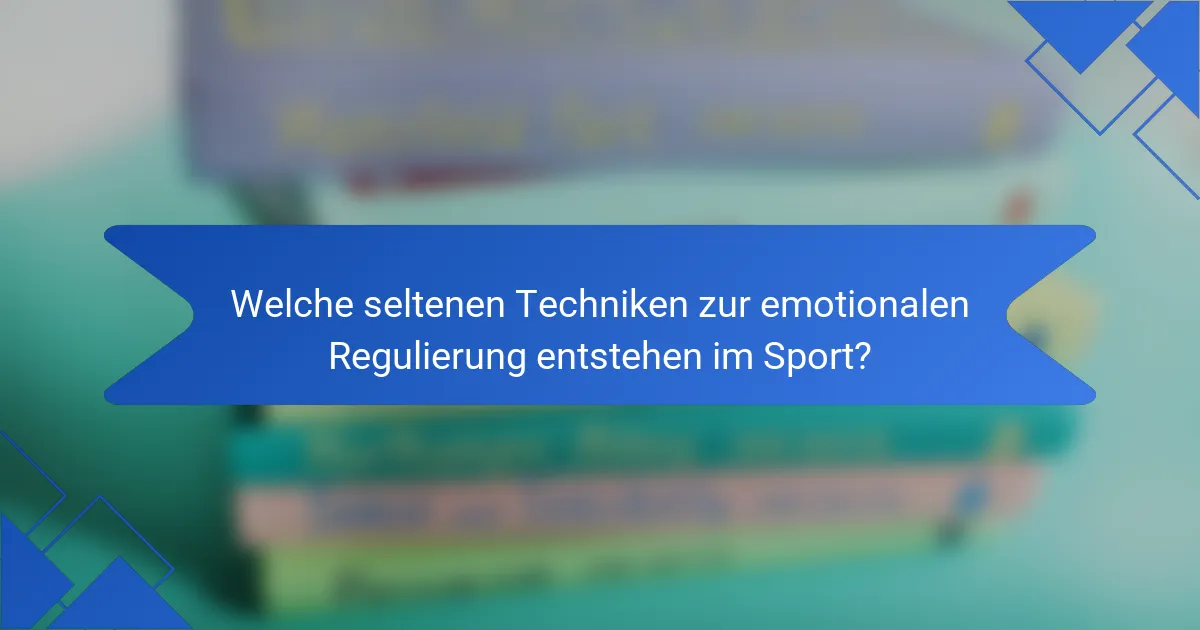 Welche seltenen Techniken zur emotionalen Regulierung entstehen im Sport?