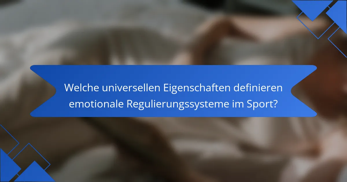 Welche universellen Eigenschaften definieren emotionale Regulierungssysteme im Sport?
