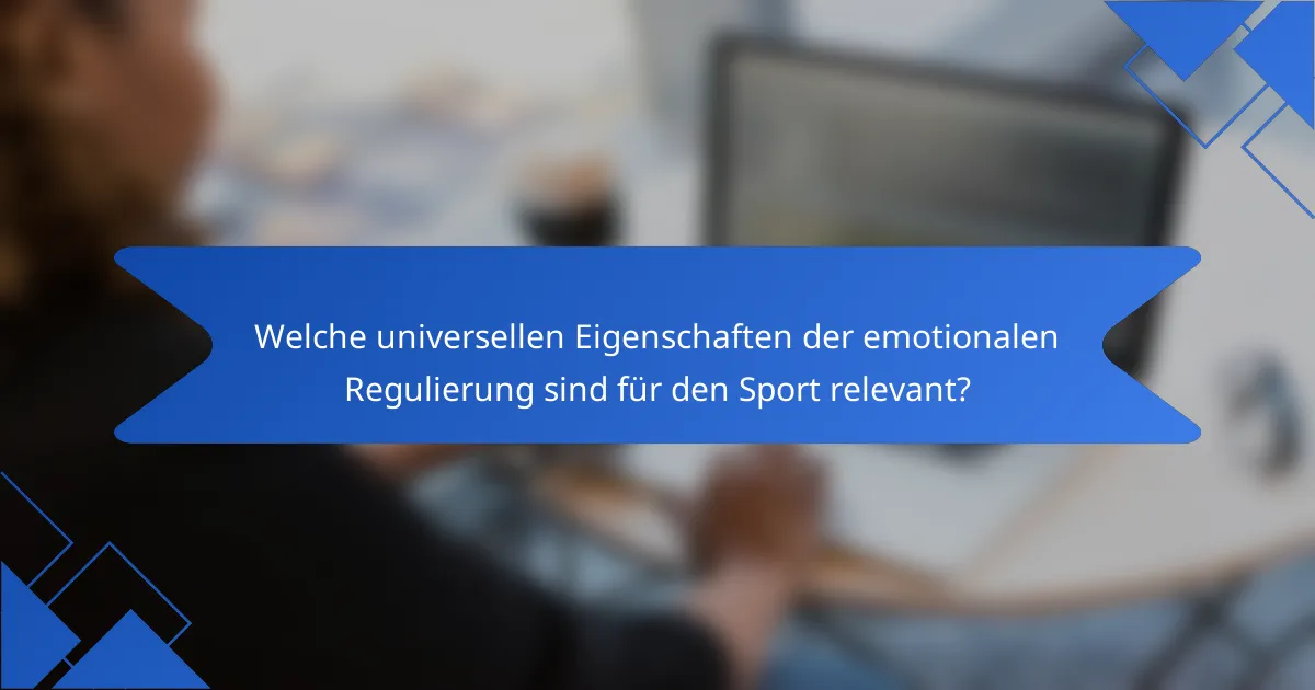 Welche universellen Eigenschaften der emotionalen Regulierung sind für den Sport relevant?
