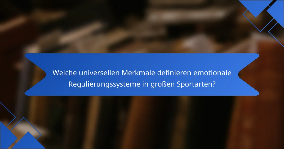 Welche universellen Merkmale definieren emotionale Regulierungssysteme in großen Sportarten?