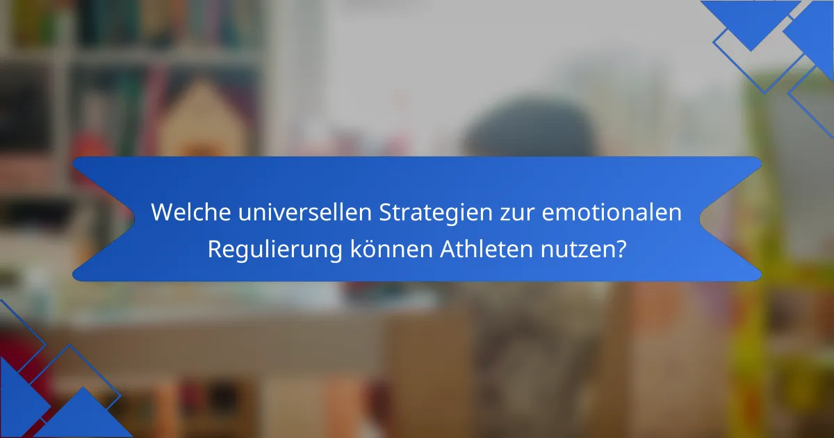Welche universellen Strategien zur emotionalen Regulierung können Athleten nutzen?