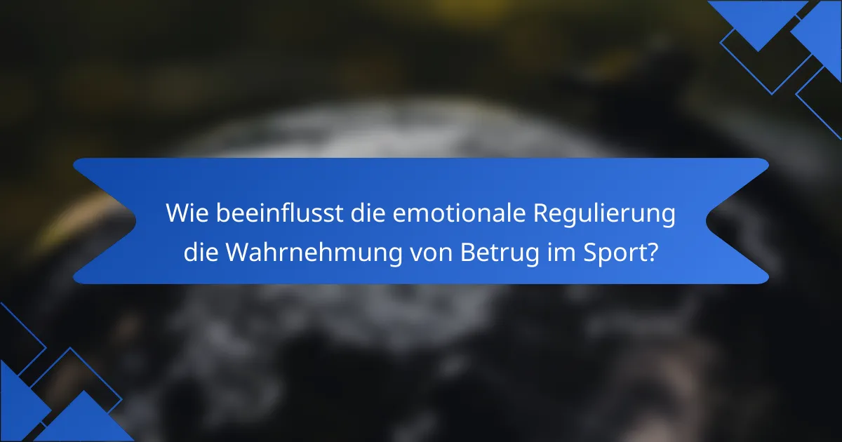 Wie beeinflusst die emotionale Regulierung die Wahrnehmung von Betrug im Sport?