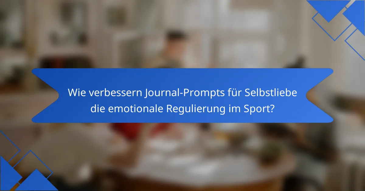 Wie verbessern Journal-Prompts für Selbstliebe die emotionale Regulierung im Sport?